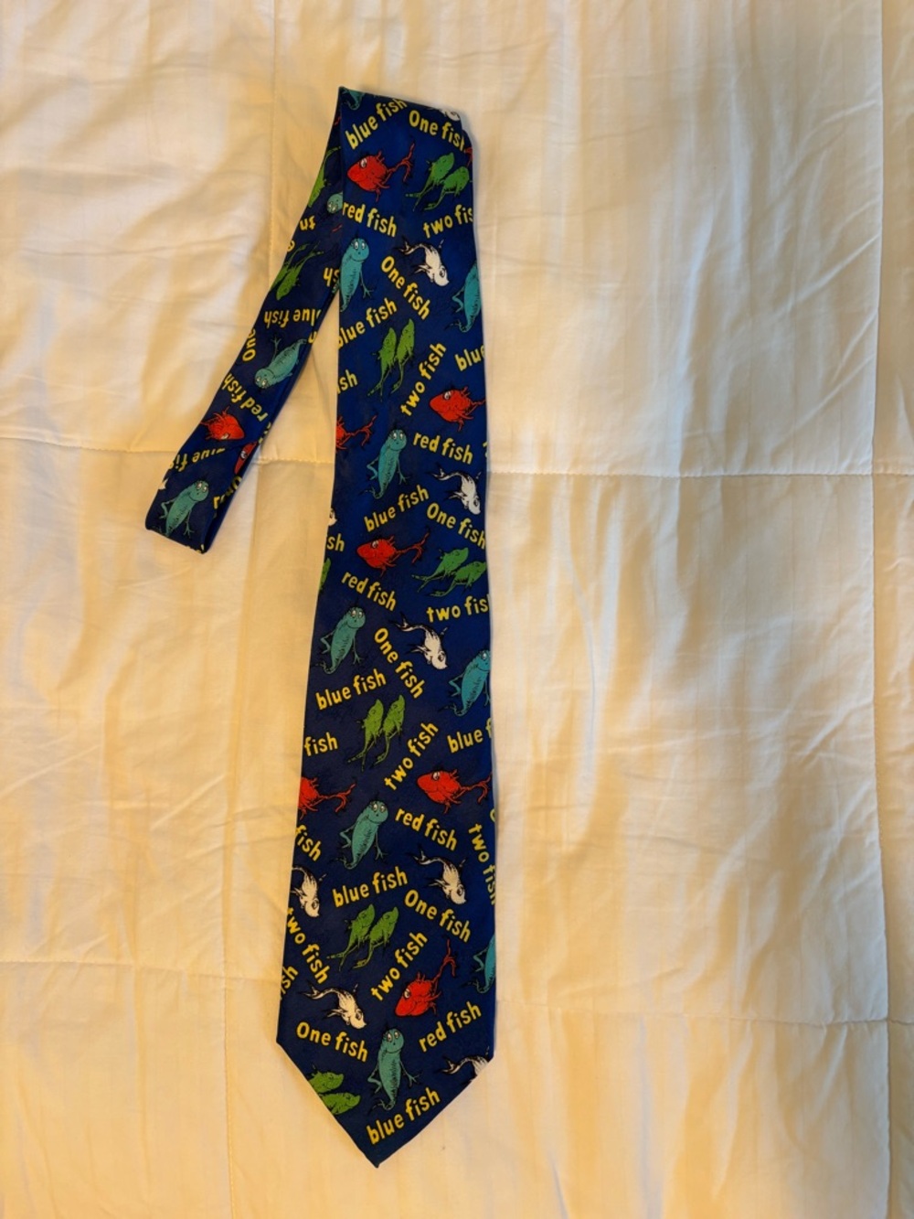 Dr. Seuss "One Fish Two Fish" Navy Blue Fish Print Tie